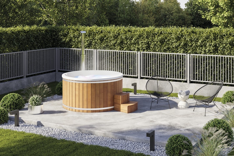 Wolff Finnhaus Badebottich Hot Tub Typ 2 Ø 200 cm mit Acrylwanne & LED-Beleuchtung