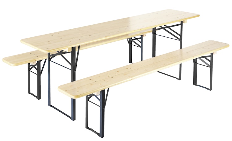 GWW Bierzeltgarnitur 220 cm, Stahl Schwarz / Fichte Natur