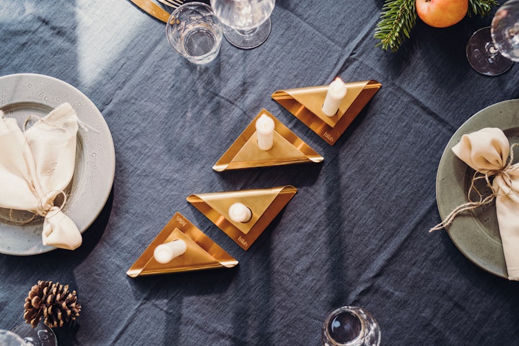 höfats Kerzenhalter-Set SQUARE CANDLE gold 4 Stück