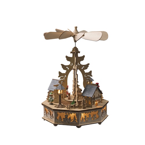 Konstsmide Weihnachtsbeleuchtung  LED Holzpyramide natur USB-Anschluss