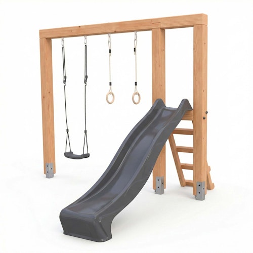 EXIT Linea Massiv 140 Holz-Schaukel mit Rutsche und Turnringen