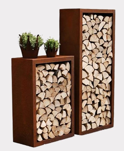 Badeko Holzregal „Lounge“ einfach – 160x70 cm in Edelrostoptik