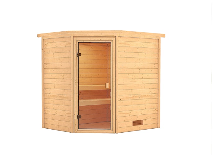 Karibu Woodfeeling Sauna Elea - 38 mm Massivholz Aktionssauna inkl. gratis Sauna-Zubehörset im Wert von 234,94 €