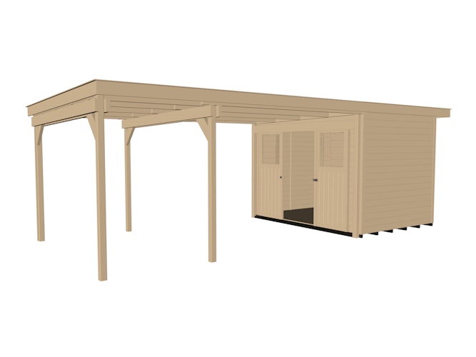 Weka Schiebetürhaus 225 B mit 445 cm Anbau - 21 mm