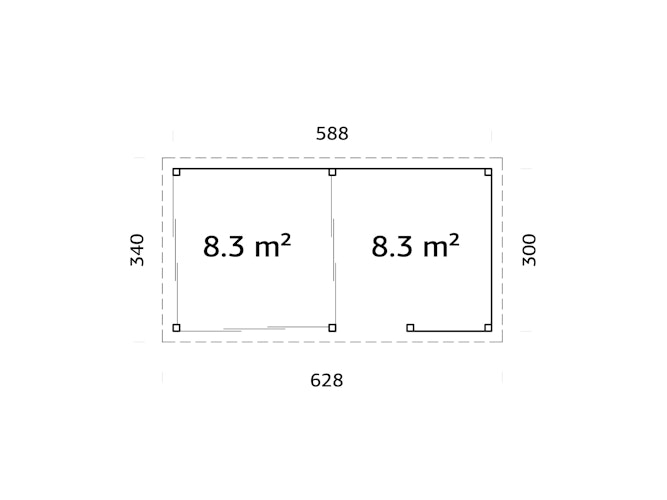 Palmako Gartenhaus Connect Lenna 16,6 m² Set 708 Slide Plus mit Isolierglas-Schiebetüren - 28 mm