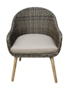 Vorschaubild Garden Pleasure Gartenmöbel Set OAKLAND / PUEBLO, Tisch 200 x 100 + 4 Sessel, Akazie / Polyrattan Anisbraun / Kissen 100 % Polyester Taupe