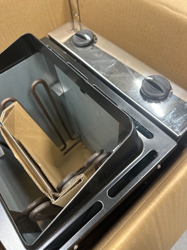 B-Ware Karibu 9 kW Saunaofen finnisch anthrazit mit integrierter Steuerung (ohne Steine)