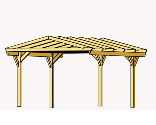 Skan Holz Westerwald Design Doppelcarport aus Leimholz Breite 570 cm