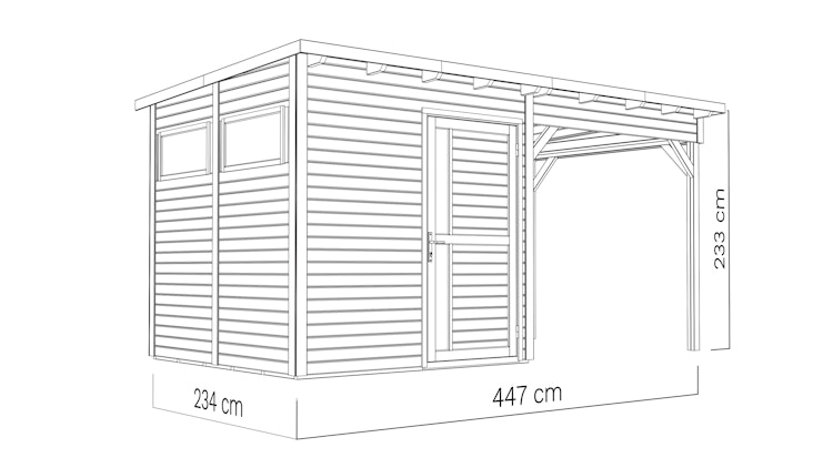 Bertilo Gartenhaus Pentus 2 Lounge inkl. Anbaudach - 19 mm