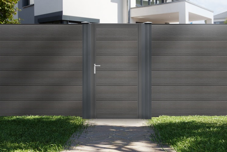 dz VIDUAL Swing Einzeltor Comp-Co WPC 280 x 20 mm Steckprofil