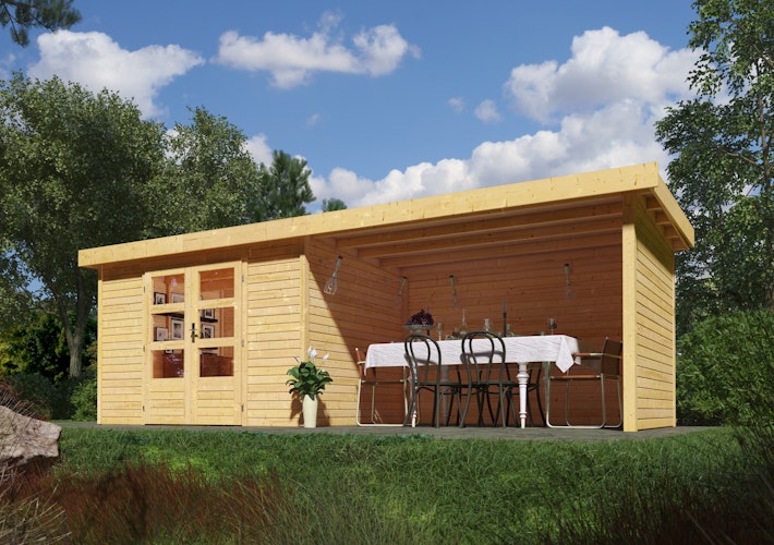 Karibu Woodfeeling Gartenhaus Askola 2/3/3,5/4/5 m. 240 cm Schleppdach/Seiten- und Rückwand