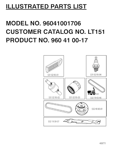Husqvarna Gartentraktoren 96041001706 LT151