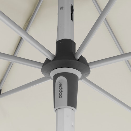 doppler Mittelmastschirm EXPERT 220 x 140 Auto-Tilt, Aluminium Silber / 100 % Polyester 180 g/m²