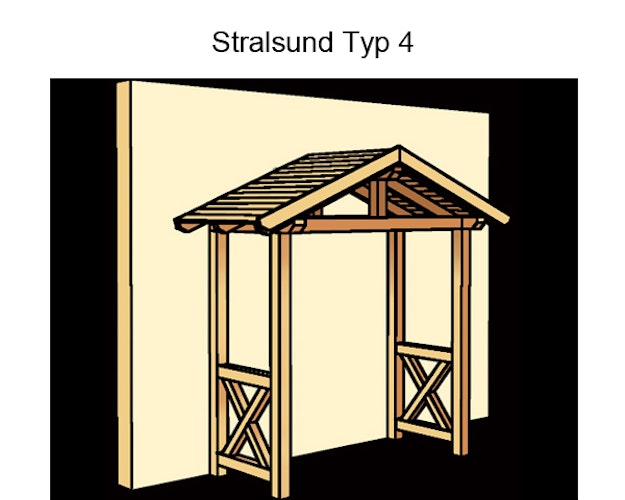 Skan Holz Satteldach Vordach Doppeltür Stralsund