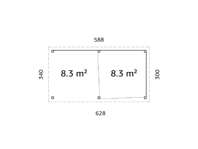 Palmako Gartenhaus Connect Lenna 16,6 m² Set 705 Slide Plus mit Isolierglas-Schiebetüren - 28 mm
