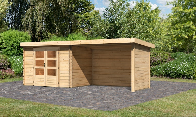 Karibu Woodfeeling Gartenhaus Bastrup 3 naturbelassen - 28 mm