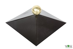 Wolff Finnhaus Dachhaube 4-eckig in schwarz mit Messingkugel