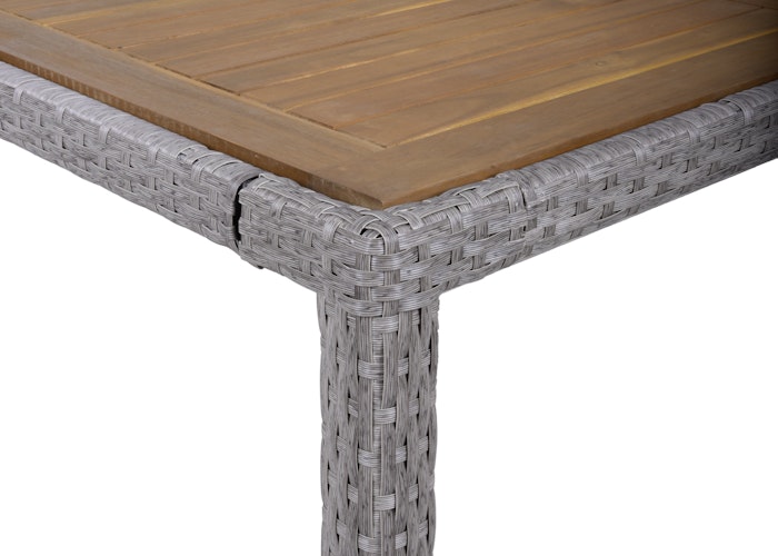 Garden Pleasure Balkon-Set DAKOTA, Tisch 70 x 60 + 2 Sessel, Polyrattan / Akazie / Kissen 100 % Polyester