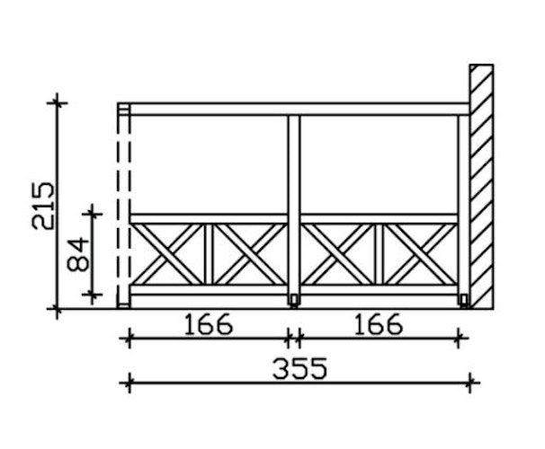 Skan Holz Andreaskreuz-Seitenwand für Terrassenüberdachung Leimholz + Venezia