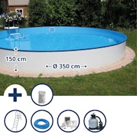Summer Fun Stahlwand Pool-Set BAHRAIN Halbhoch-Einbaubecken Ø 350 x 150 cm