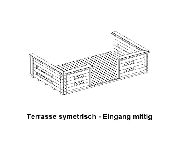 Wolff Finnhaus Terrassen zum nachträglichen Anbau (Terrasse 28.2 symmetrisch: 360 x 200 cm - 28 mm)