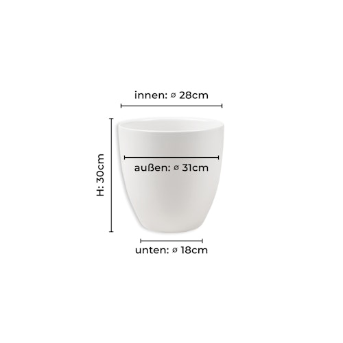 Wikholm form Design Pflanzgefäß / Blumentopf cremeweiß ⌀ 31 x H 30 cm