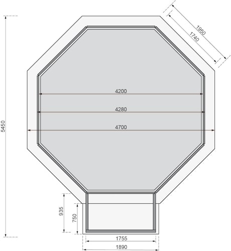 Karibu Pool Modell X2 470 x 470 cm mit Terrasse - kesseldruckimprägniert mit Metallecken