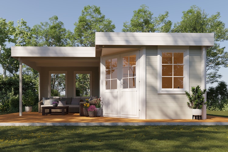 Wolff Finnhaus Gartenhaus Guda 5643 inkl. Seitendach - 40 mm 