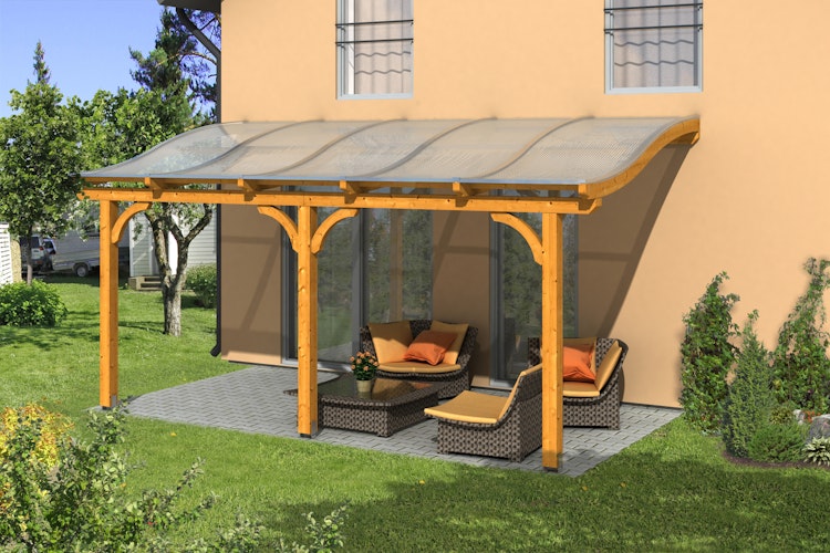 Skan Holz Terrassenüberdachung Venezia mit Mittelpfosten Breite 541 cm