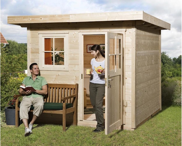 Weka 28 mm Gartenhaus 170 mit Vordach (50 cm)