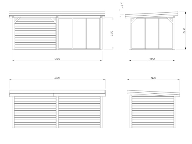 Palmako Gartenhaus Connect Lenna 16,6 m² Set 405 Slide