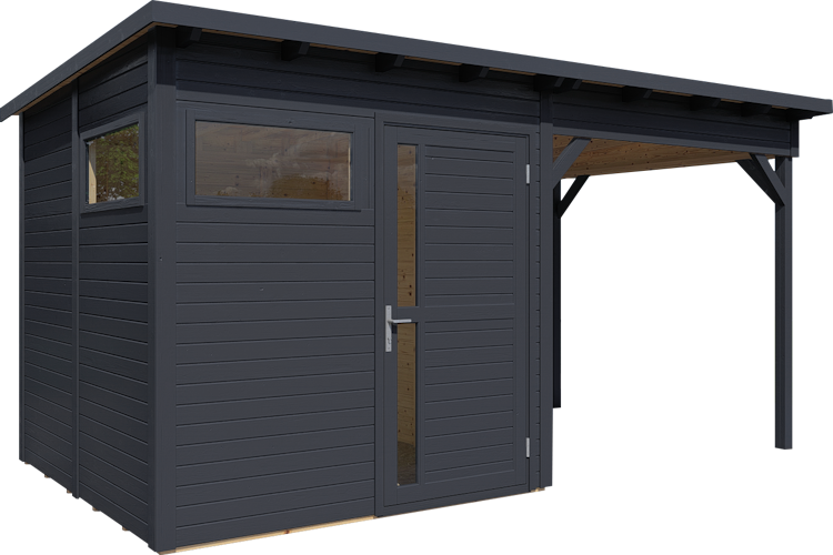 Bertilo Gartenhaus Pentus 2 Lounge inkl. Anbaudach - 19 mm