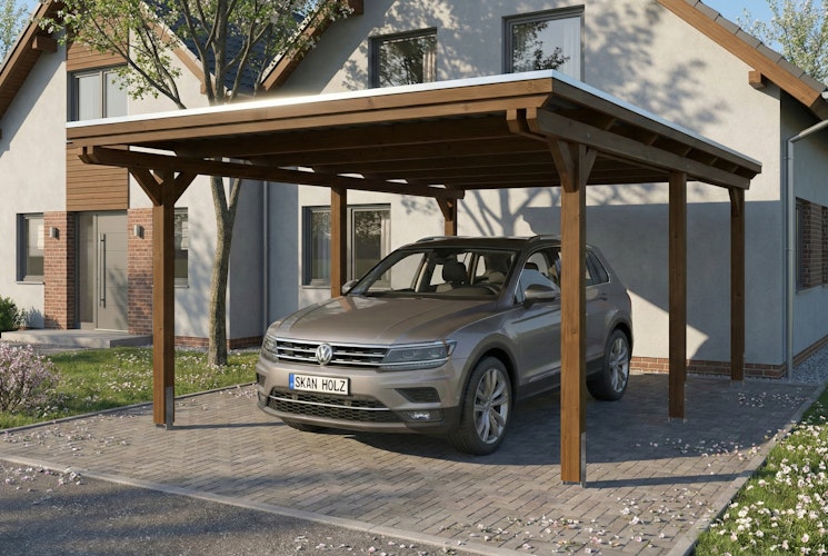 Skan Holz Emsland - Flachdach Carport aus Leimholz Breite 402 cm