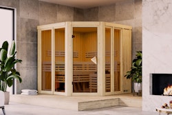Karibu Sauna Airi Superior mit Eckeinstieg 68 mm inkl. gratis Saunaofen im Wert von 599,99 €