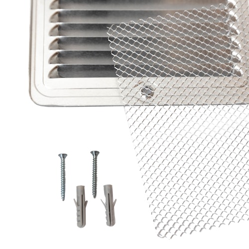 Lüftungsgitter für Gartenhäuser inkl. Befestigungsmaterial & Insektenschutzgitter - 4er Set