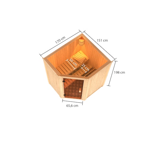 Karibu Woodfeeling Sauna Faurin - 68 mm Aktionssauna inkl. gratis Sauna-Zubehörset im Wert von 234,94 €