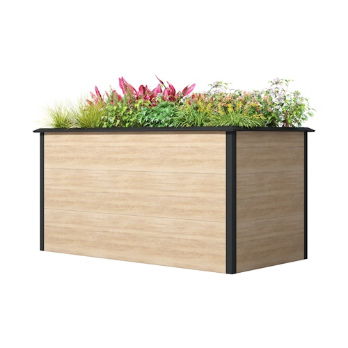 T&J EMMI Metall Hochbeet Holzdekor 150 x 75 x 77 cm