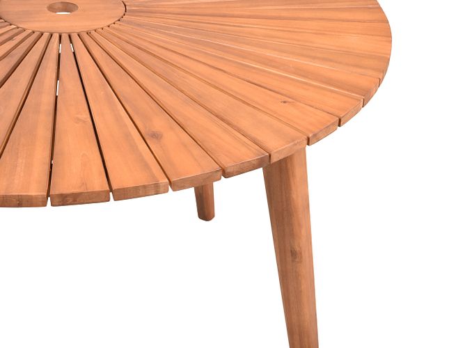 Garden Pleasure Tischgruppe FREMONT / BREST, Tisch Ø 110 + 4 Sessel, Akazie / Kubu Rattan / Kissen 100 % Polyester