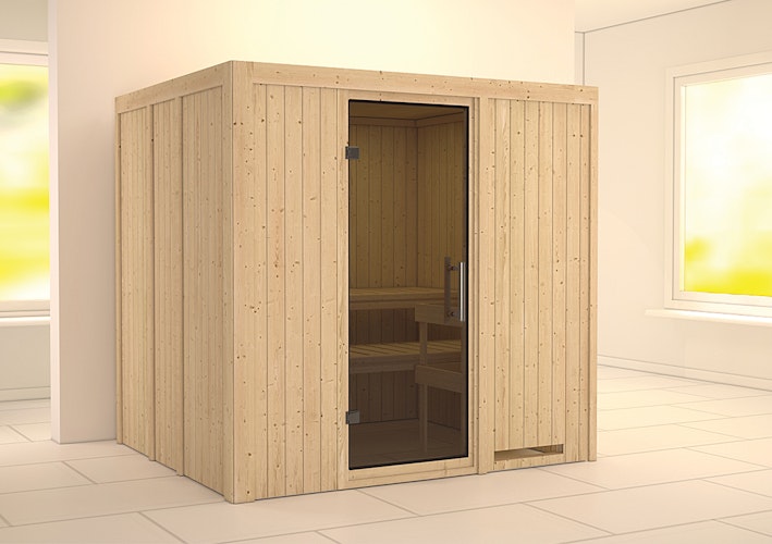 Karibu Sauna Sodin mit Fronteinstieg 68 mm inkl. gratis Sauna-Zubehörset im Wert von 234,94 €