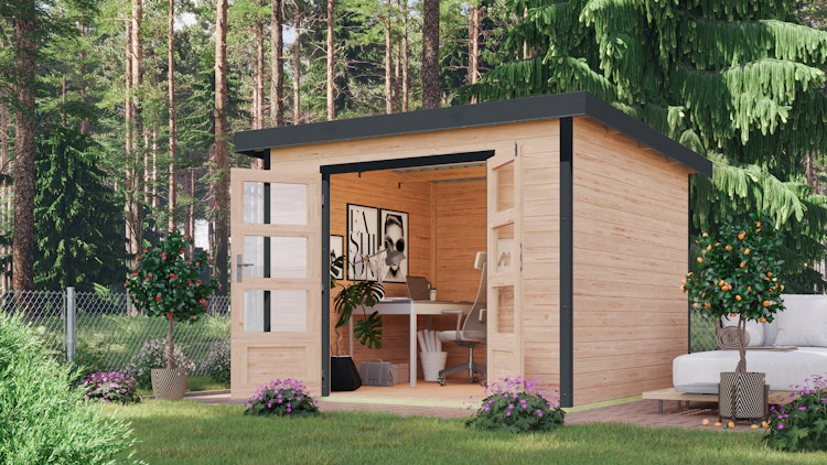 Karibu Metall-Holzgartenhaus Hybridhaus Pluto A/B/C/D - 28 mm/0,5 mm