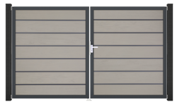 GroJa Solid Grande Premium Tor 2-flügelig 3000 x 1800 mm, Alu-Rahmen Anthrazit DB 703