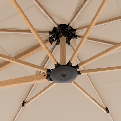 doppler Pendelschirm ALU WOOD 400 x 300 LED, Aluminium Esche-Optik / 100 % Polyester 180 g/m²