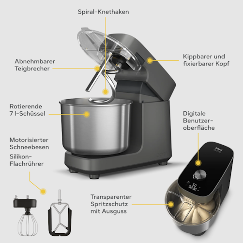 Ooni Küchenmaschine Halo Spiralmixer Dark Grey