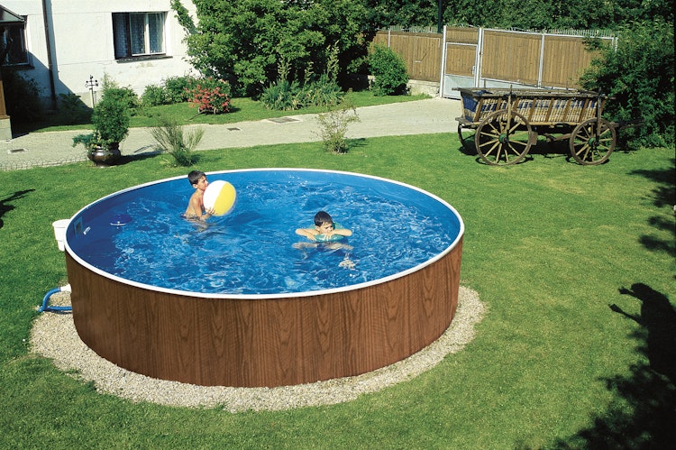 myPOOL Swimming Pool Poolset Splash mit Sandfilteranlage - Holzoptik
