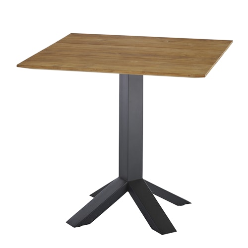 Diamond Garden Tisch SHEFFIELD 80 x 80 cm, Edelstahl Dunkelgrau / Recycled Teak