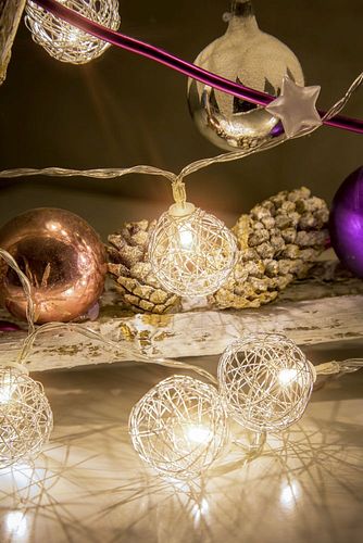 Konstsmide Weihnachtsbeleuchtung  LED Dekolichterkette Aluminium-Drahtkugeln
