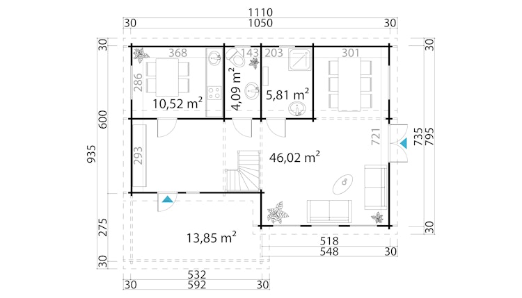 Lasita Maja Ferienhaus Mekong Platin - 70 mm