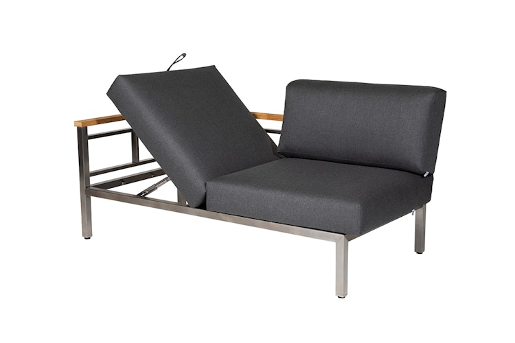 Diamond Garden 2er Loungesofa GOMERA Sun & Rain links, Edelstahl / Tuvatextil (100 % Polyacryl) Schwarz/Silber