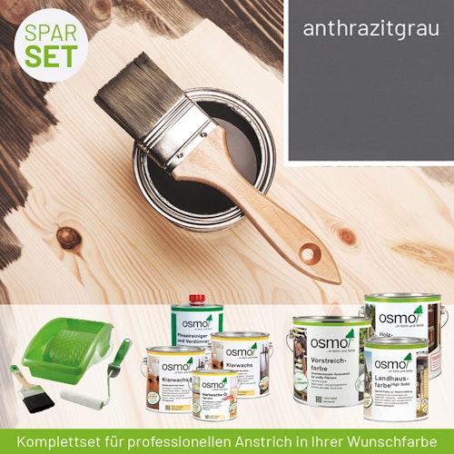 Innen- und Außenanstrich Komplettset für Gartenhäuser von 15 bis 20 m² Grundfläche (Deckfarbe)