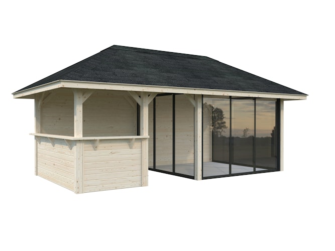 Palmako Pavillon Bianca 16,6 m² Set 508 Slide Plus mit Isolierglas-Schiebetüren